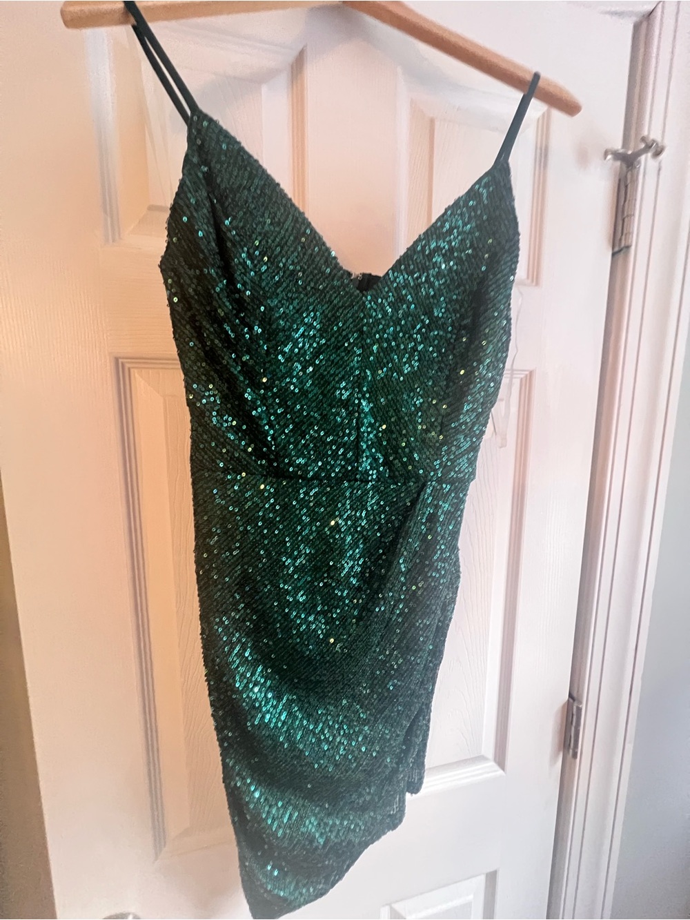 Emerald Green Sequin Slip Dress - Women